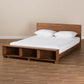 Regina Modern Rustic Ash Walnut Brown Finished Wood Full Size Platform Storage Bed with Built-In Shelves FredCo