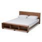 Regina Modern Rustic Ash Walnut Brown Finished Wood Full Size Platform Storage Bed with Built-In Shelves FredCo