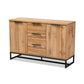 Reid Modern and Contemporary Industrial Oak Finished Wood and Black Metal 3-Drawer Sideboard Buffet FredCo