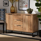 Reid Modern and Contemporary Industrial Oak Finished Wood and Black Metal 3-Drawer Sideboard Buffet FredCo
