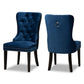 Remy Modern Transitional Navy Blue Velvet Fabric Upholstered Espresso Finished 2-Piece Wood Dining Chair Set FredCo