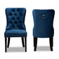 Remy Modern Transitional Navy Blue Velvet Fabric Upholstered Espresso Finished 2-Piece Wood Dining Chair Set FredCo