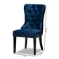 Remy Modern Transitional Navy Blue Velvet Fabric Upholstered Espresso Finished 2-Piece Wood Dining Chair Set FredCo
