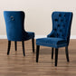 Remy Modern Transitional Navy Blue Velvet Fabric Upholstered Espresso Finished 2-Piece Wood Dining Chair Set FredCo