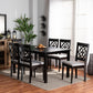 Renaud Modern and Contemporary Grey Fabric Upholstered and Dark Brown Finished Wood 7-Piece Dining Set FredCo