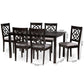 Renaud Modern and Contemporary Grey Fabric Upholstered and Dark Brown Finished Wood 7-Piece Dining Set FredCo