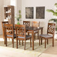 Renaud Modern and Contemporary Grey Fabric Upholstered and Walnut Brown Finished Wood 7-Piece Dining Set FredCo