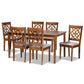Renaud Modern and Contemporary Grey Fabric Upholstered and Walnut Brown Finished Wood 7-Piece Dining Set FredCo