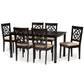 Renaud Modern and Contemporary Sand Fabric Upholstered and Dark Brown Finished Wood 7-Piece Dining Set FredCo