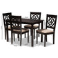 Renaud Modern and Contemporary Sand Fabric Upholstered Espresso Brown Finished 5-Piece Wood Dining Set FredCo