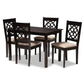 Renaud Modern and Contemporary Sand Fabric Upholstered Espresso Brown Finished 5-Piece Wood Dining Set FredCo