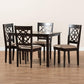Renaud Modern and Contemporary Sand Fabric Upholstered Espresso Brown Finished 5-Piece Wood Dining Set FredCo