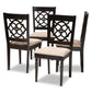 Renaud Modern and Contemporary Sand Fabric Upholstered Espresso Brown Finished Wood Dining Chair (Set of 4) FredCo