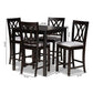 Reneau Modern and Contemporary Gray Fabric Upholstered Espresso Brown Finished 5-Piece Wood Pub Set FredCo