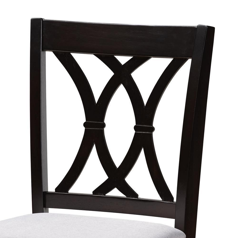 Reneau Modern and Contemporary Gray Fabric Upholstered Espresso Brown Finished 5-Piece Wood Pub Set FredCo