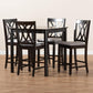 Reneau Modern and Contemporary Gray Fabric Upholstered Espresso Brown Finished 5-Piece Wood Pub Set FredCo