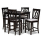 Reneau Modern and Contemporary Gray Fabric Upholstered Espresso Brown Finished 5-Piece Wood Pub Set FredCo