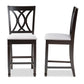 Reneau Modern and Contemporary Gray Fabric Upholstered Espresso Brown Finished Wood Counter Height Pub Chair Set of 2 FredCo