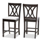 Reneau Modern and Contemporary Gray Fabric Upholstered Espresso Brown Finished Wood Counter Height Pub Chair Set of 2 FredCo
