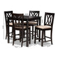 Reneau Modern and Contemporary Sand Fabric Upholstered Espresso Brown Finished 5-Piece Wood Pub Set FredCo