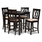 Reneau Modern and Contemporary Sand Fabric Upholstered Espresso Brown Finished 5-Piece Wood Pub Set FredCo