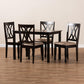 Reneau Modern and Contemporary Sand Fabric Upholstered Espresso Brown Finished Wood 5-Piece Dining Set FredCo