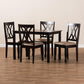 Reneau Modern and Contemporary Sand Fabric Upholstered Espresso Brown Finished Wood 5-Piece Dining Set FredCo