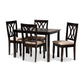Reneau Modern and Contemporary Sand Fabric Upholstered Espresso Brown Finished Wood 5-Piece Dining Set FredCo