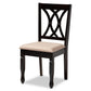 Reneau Modern and Contemporary Sand Fabric Upholstered Espresso Brown Finished Wood Dining Chair Set of 4 FredCo