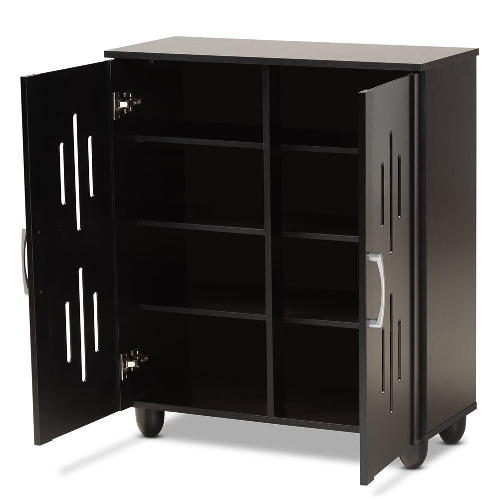Renley Modern and Contemporary Espresso Brown Finished Wood 2-Door Shoe Storage Cabinet FredCo