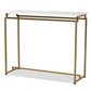 Renzo Modern and Contemporary Brushed Gold Finished Metal Console Table with Faux Marble Tabletop FredCo