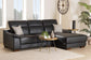 Reverie Modern Black Full Leather Sectional Sofa with Right Facing Chaise FredCo