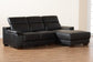 Reverie Modern Black Full Leather Sectional Sofa with Right Facing Chaise FredCo