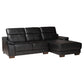Reverie Modern Black Full Leather Sectional Sofa with Right Facing Chaise FredCo