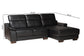 Reverie Modern Black Full Leather Sectional Sofa with Right Facing Chaise FredCo