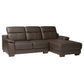 Reverie Modern Brown Full Leather Sectional Sofa with Right Facing Chaise FredCo