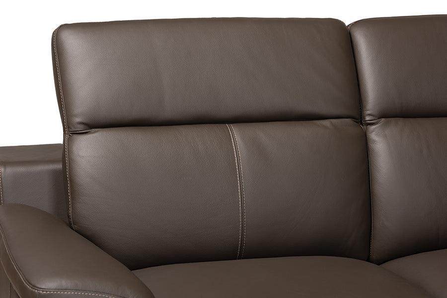 Reverie Modern Brown Full Leather Sectional Sofa with Right Facing Chaise FredCo