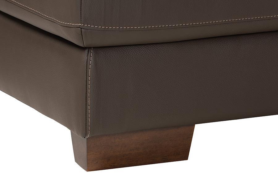 Reverie Modern Brown Full Leather Sectional Sofa with Right Facing Chaise FredCo