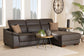 Reverie Modern Brown Full Leather Sectional Sofa with Right Facing Chaise FredCo