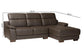 Reverie Modern Brown Full Leather Sectional Sofa with Right Facing Chaise FredCo
