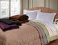 Reversible Solid and Stripes Lightweight Microfiber Comforter Blanket FredCo