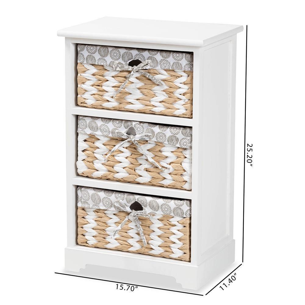 Rianne Modern Transitional White Finished Wood 3-Basket Storage Unit FredCo