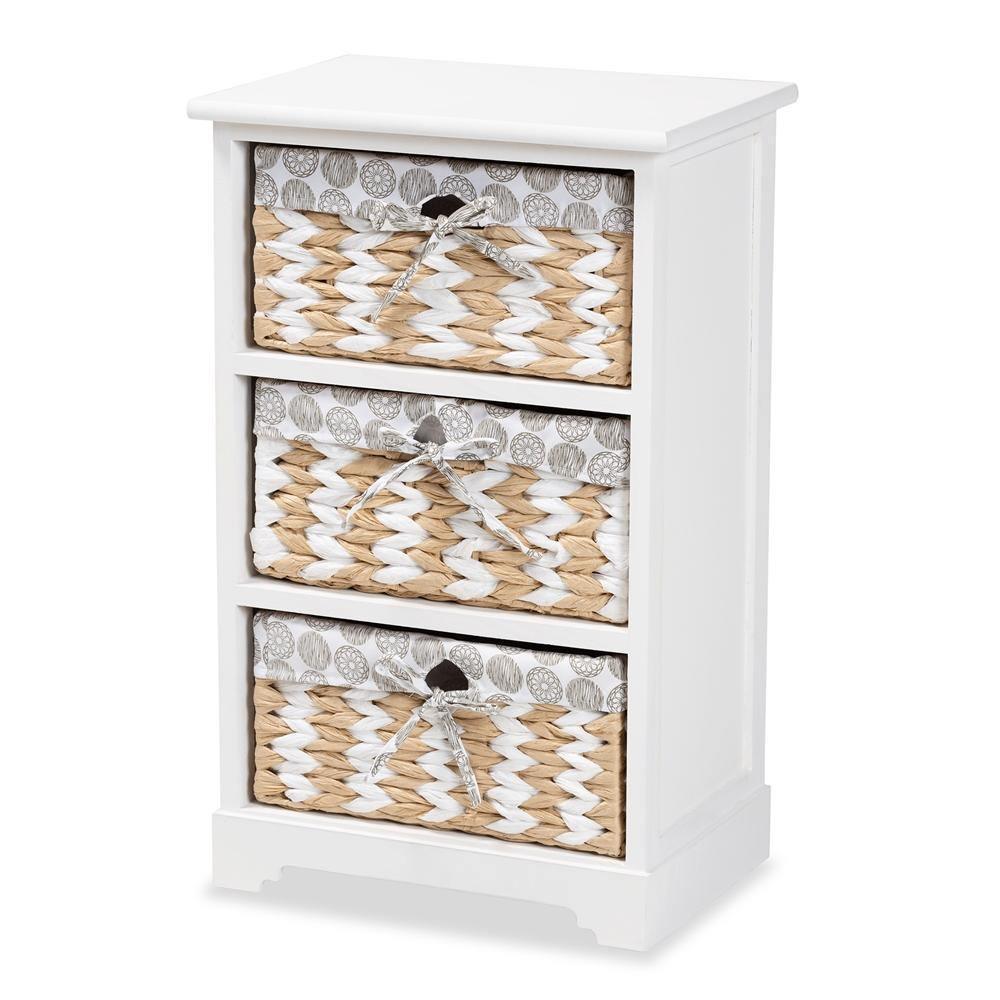Rianne Modern Transitional White Finished Wood 3-Basket Storage Unit FredCo