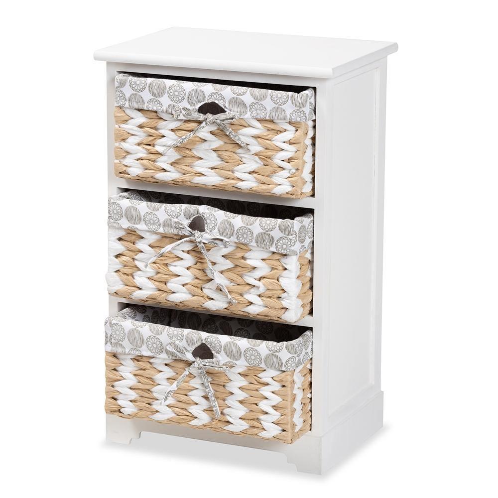 Rianne Modern Transitional White Finished Wood 3-Basket Storage Unit FredCo