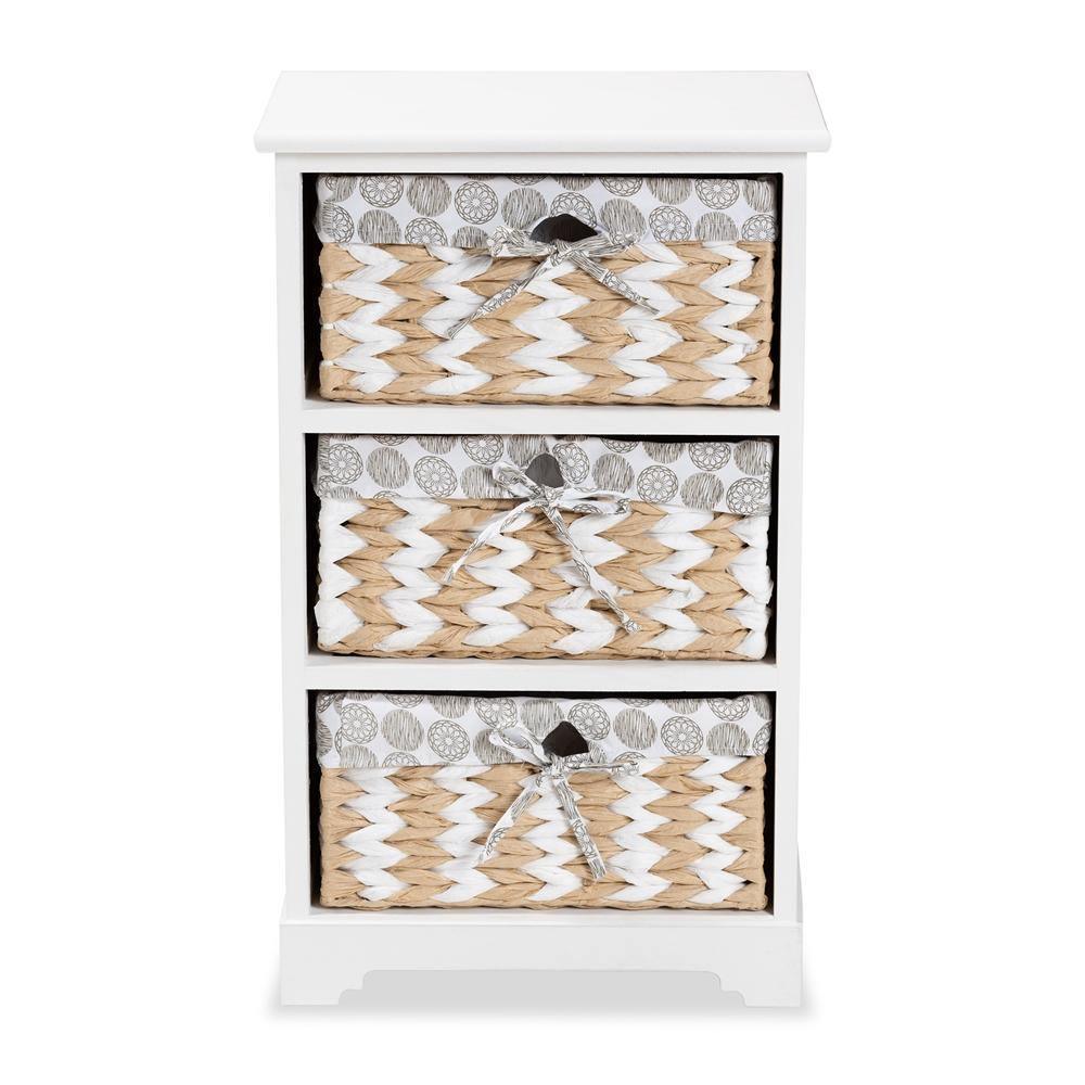 Rianne Modern Transitional White Finished Wood 3-Basket Storage Unit FredCo