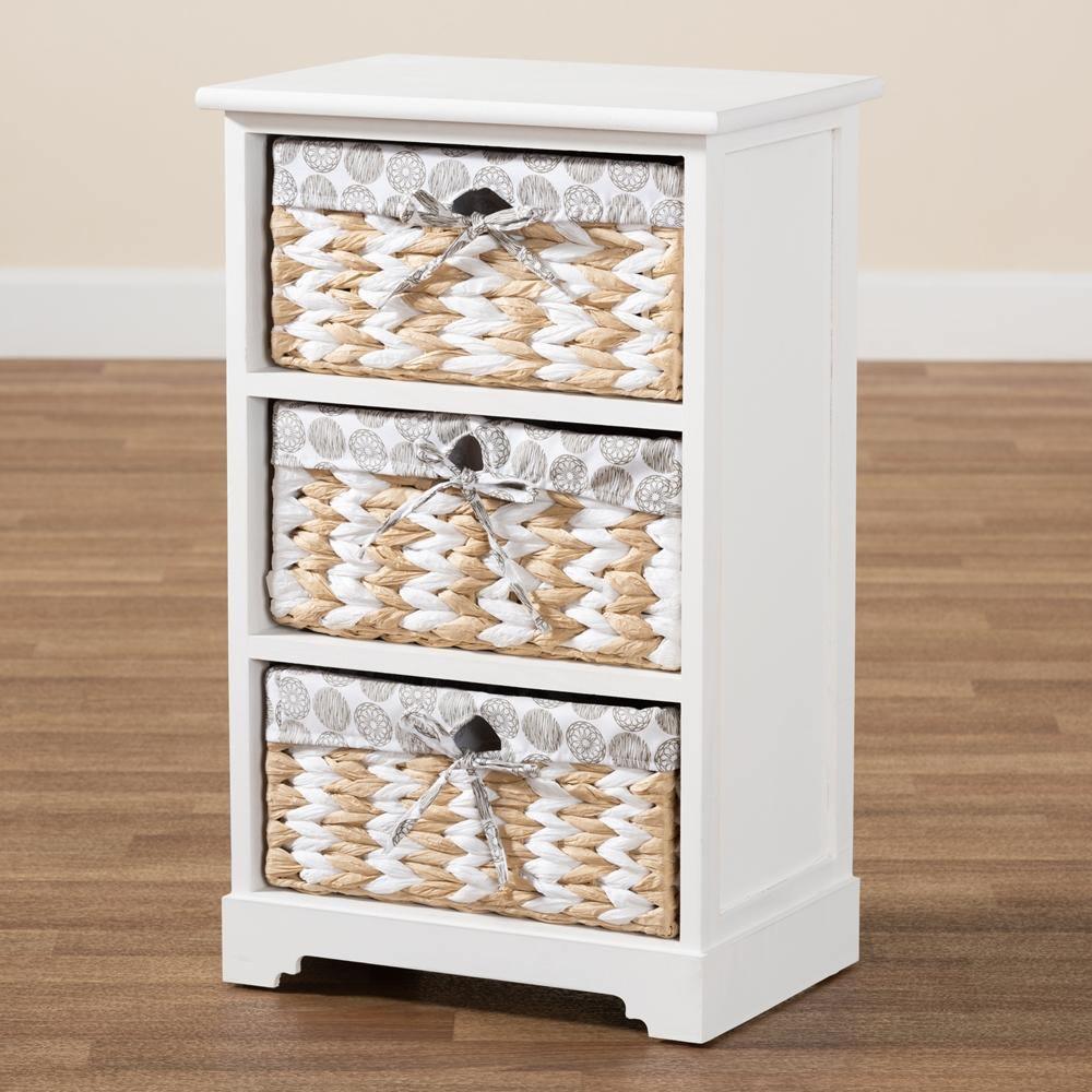 Rianne Modern Transitional White Finished Wood 3-Basket Storage Unit FredCo
