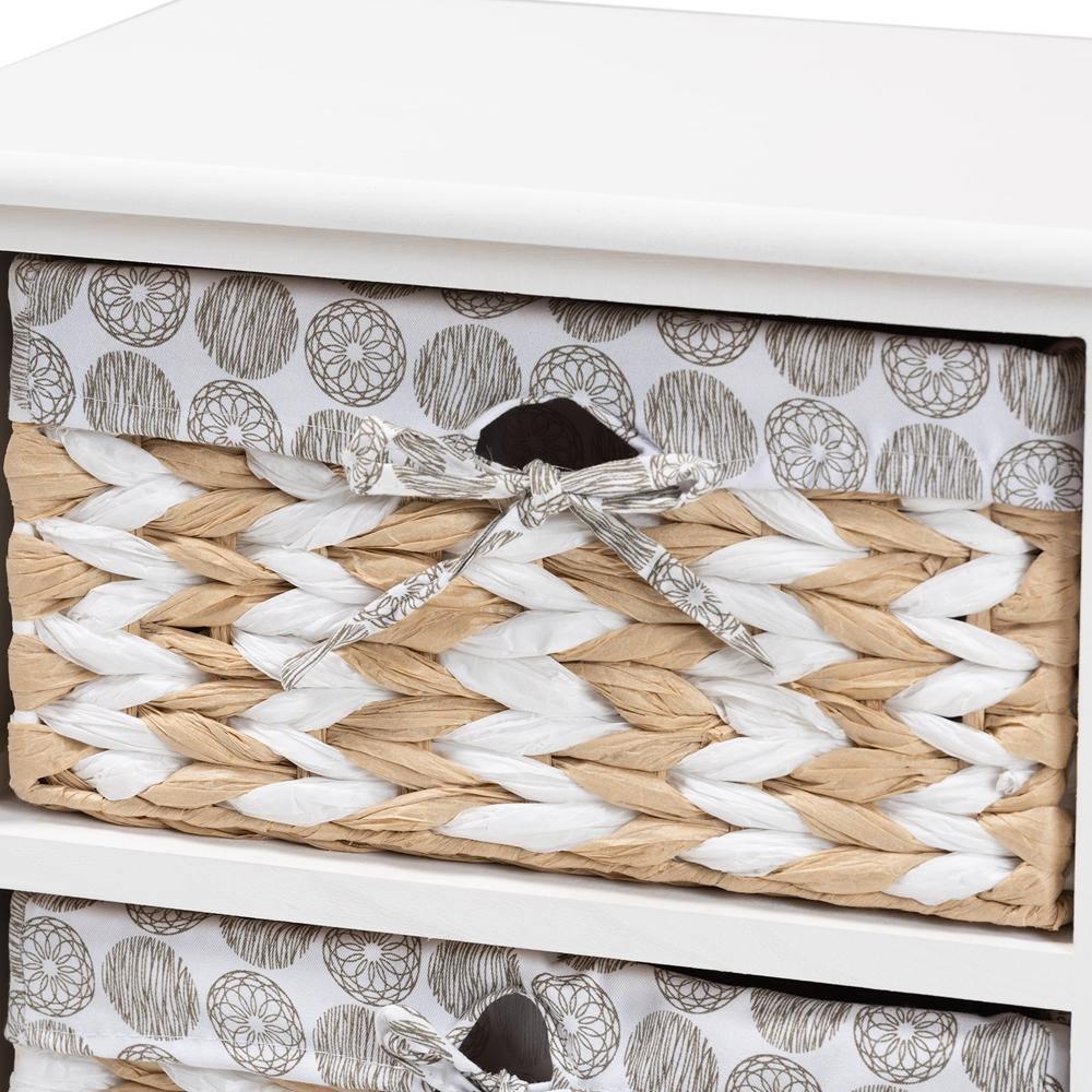 Rianne Modern Transitional White Finished Wood 3-Basket Storage Unit FredCo