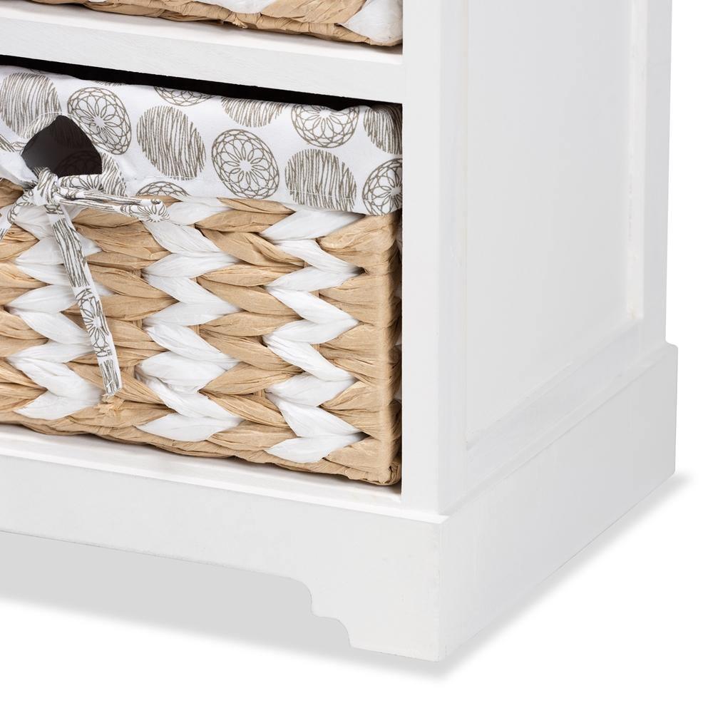 Rianne Modern Transitional White Finished Wood 3-Basket Storage Unit FredCo