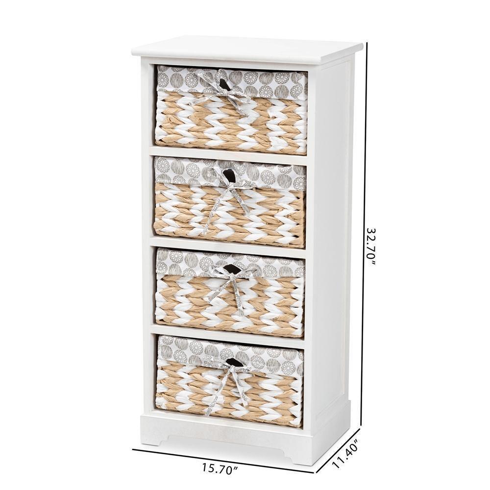 Rianne Modern Transitional White Finished Wood 4-Basket Storage Unit FredCo