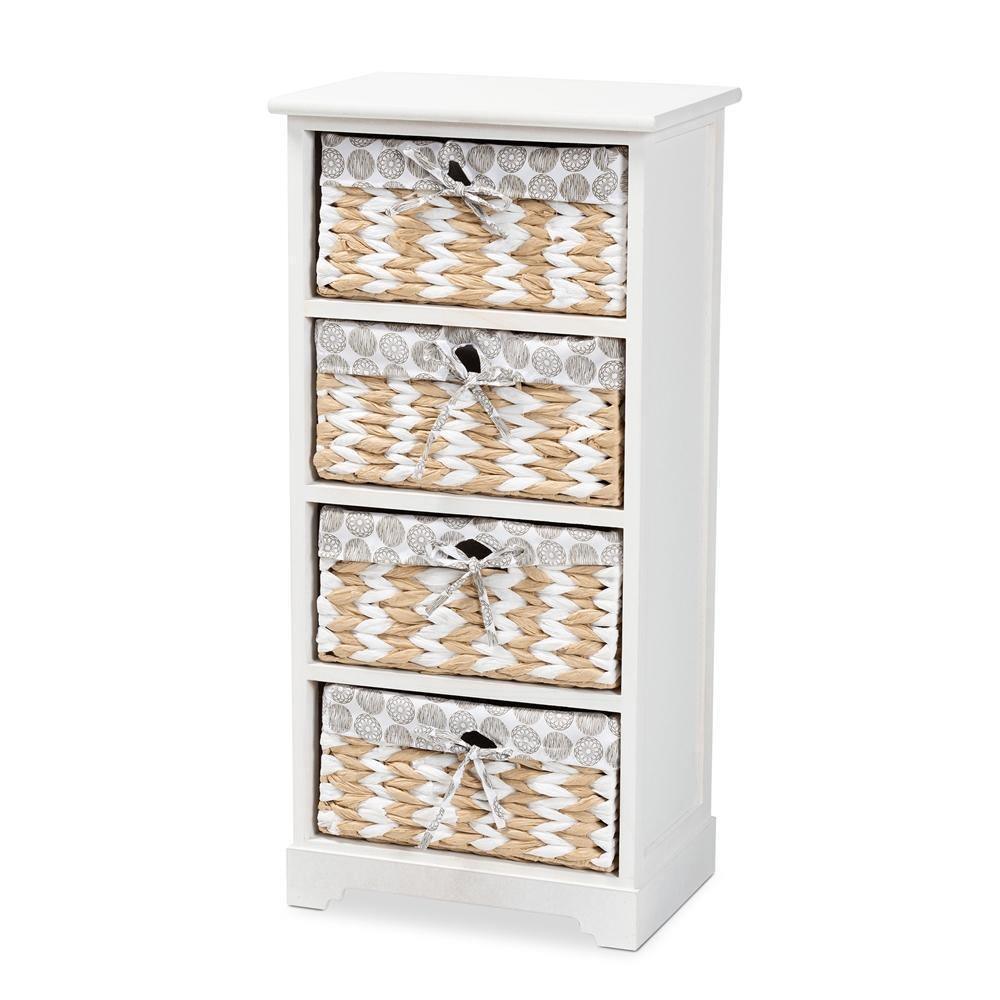 Rianne Modern Transitional White Finished Wood 4-Basket Storage Unit FredCo